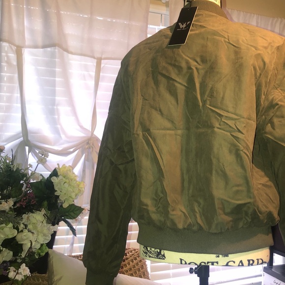 White Mark Bomber Jacket Olive Size Large Women’s - Picture 6 of 7